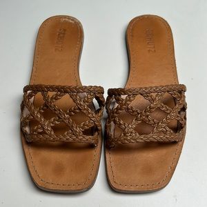 Schutz Leather Slide Sandals